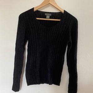 Vintage Black Knit Sweater U-Neck